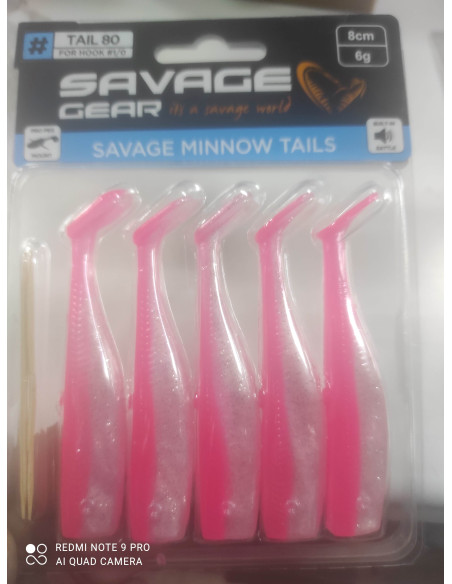 Vinilo savage gear minnow tail80 80mm 6g pink-tienda de pesca-náutica