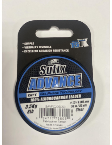 Fluorocarbono sufix advance clear 0,20mm 50m, tienda de pesca, fluorocarbono