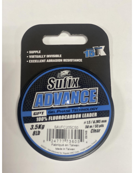 Fluorocarbono sufix advance clear 0,20mm 50m, tienda de pesca, fluorocarbono