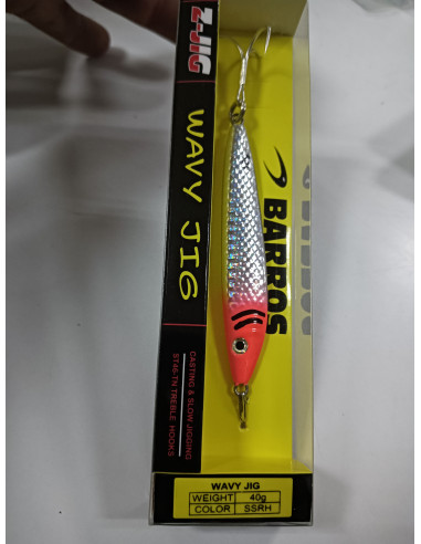 Jig barros wavy 50g color plata/rojo-tienda de pesca-tienda náutica-señuelo