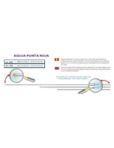 Aguja stonfo 1mm 30cm punta naranja-tienda de pesca-aguja para cebo