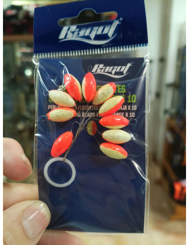 Perlas flotantes ovaladas ragot fluo orange