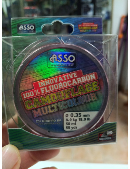 Hilo asso camuflage 0,35mm fluorocarbono 100% 50m 8,9kg-tienda de pesca
