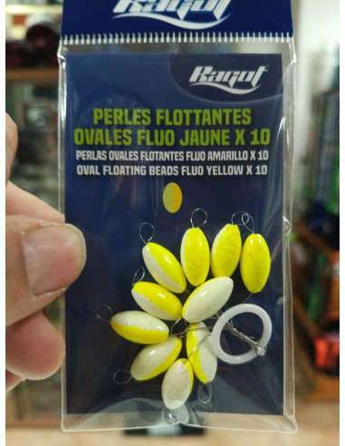 Perlas flotantes ovaladas ragot fluo  verde limón
