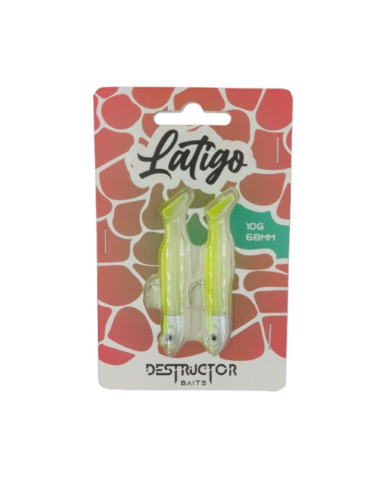 VINILO LATIGO DESTRUCTOR BAITS 85MM 8.5G WHITE CHARTREUSE