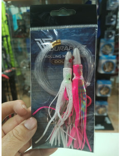 Bajo montado doble trolling duraflot blano y rosa