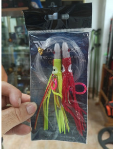 Bajo montado doble trolling duraflot rojo y amarillo