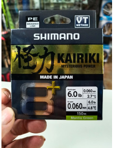 Trenzado shimano kairiki mysterius 0.06mm 150m color mantis green