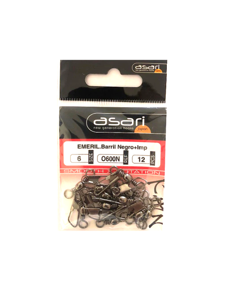 Emerillon barril asari negro nº6 inox-tienda de pesca-emerillon asari